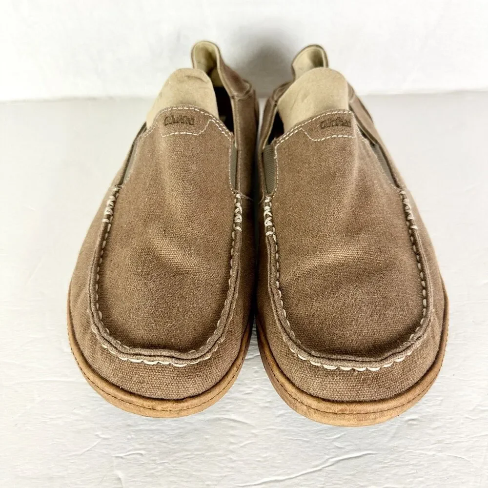 Olukai Mens Pahalu Canvas Slip On Shoe Size 9.5 Brown